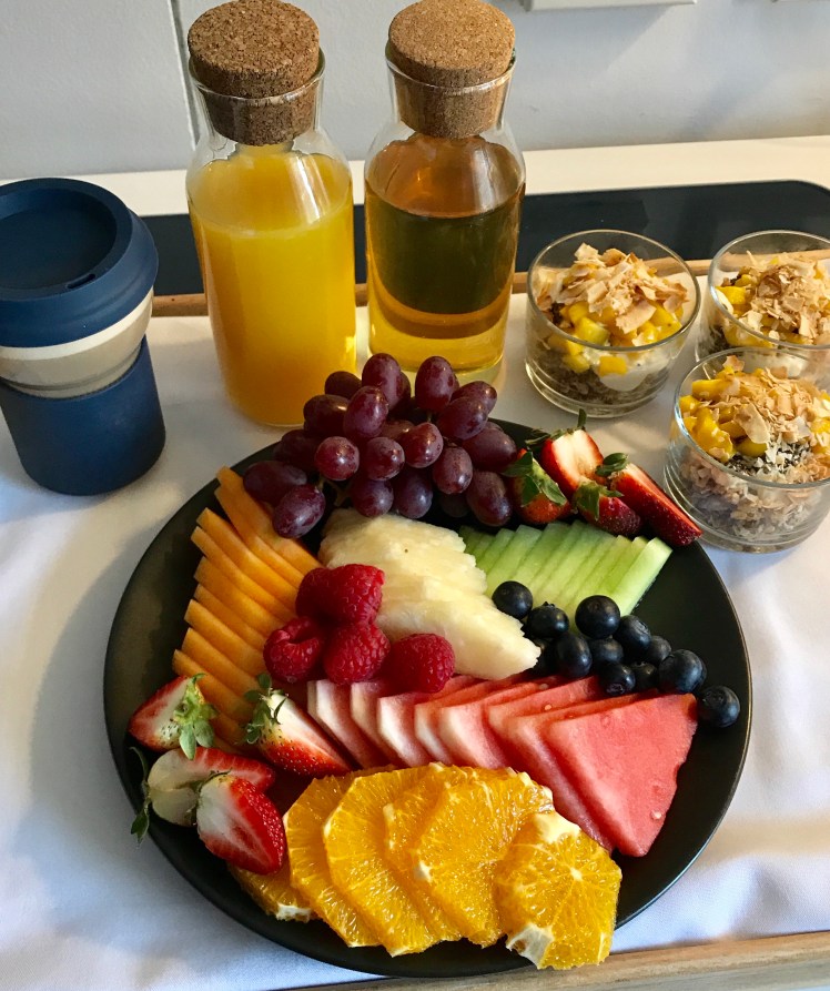 freshly sliced seasonal fruit platter